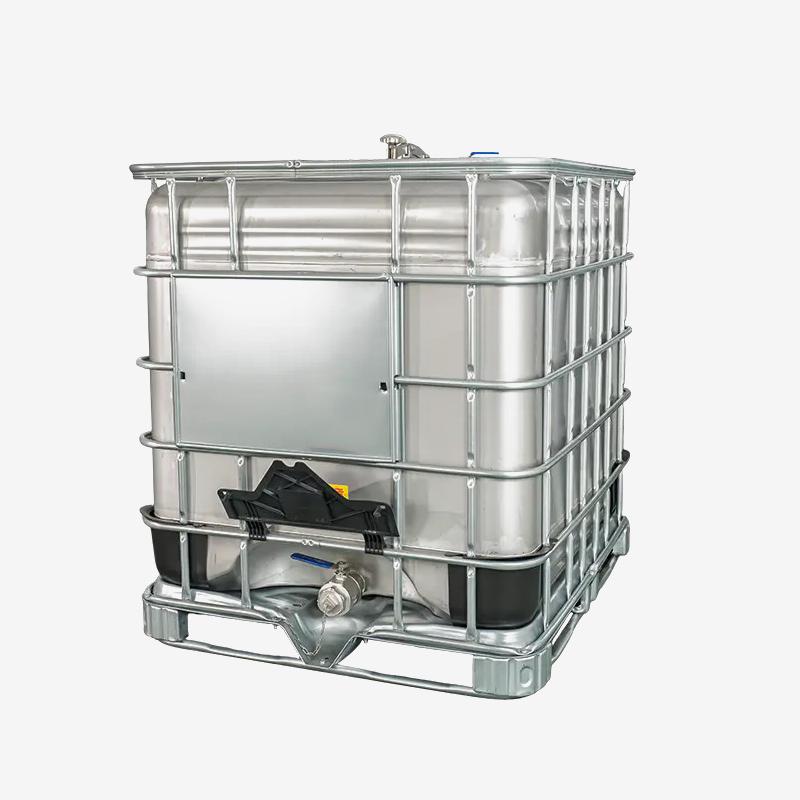 Stainless steel ton container | Durable IBC tank for chemicals, food & pharma IBC SS Tank 1000l with Large Opening Cover